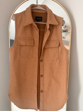 Love Tree Camel Brown Button-Front Wool-Blend Vest